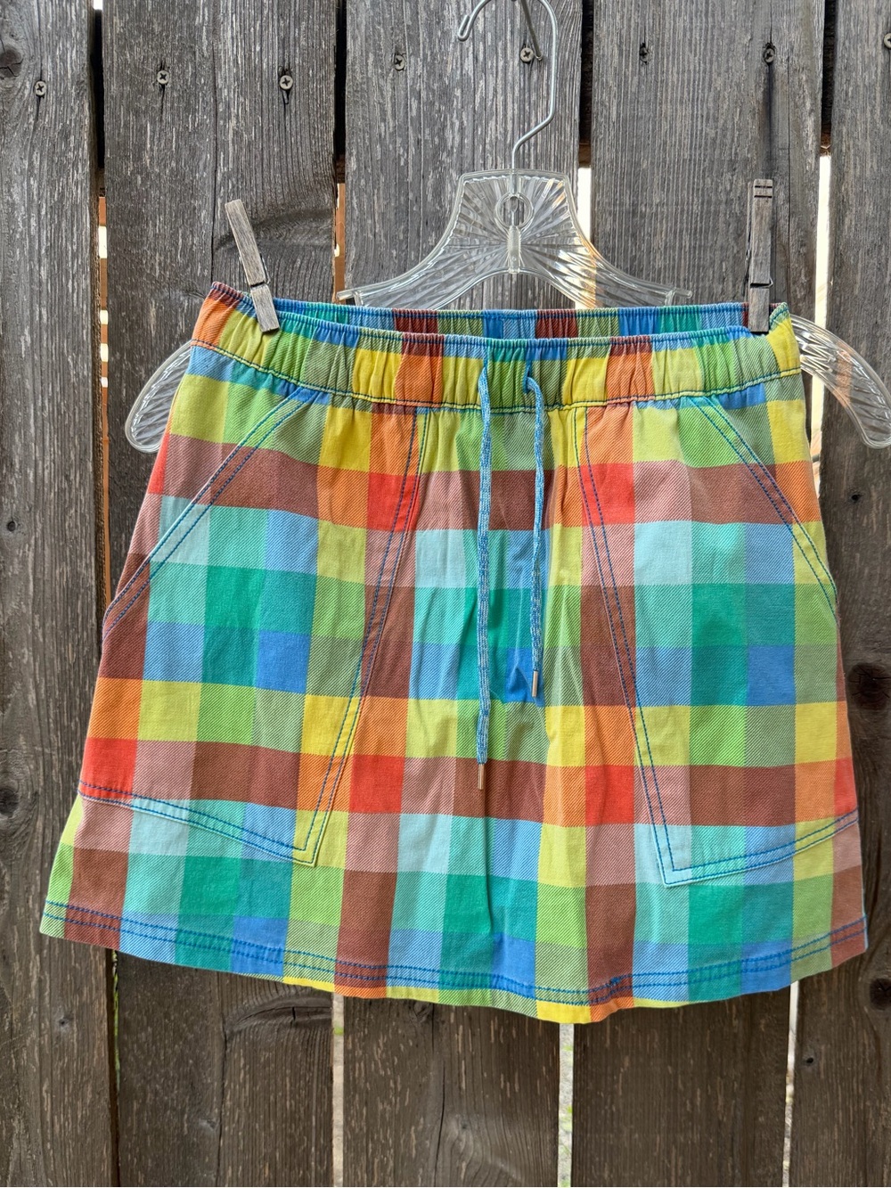 Girls 12 Hanna Andersson Multicolor Plaid Casual Drawstring Skort